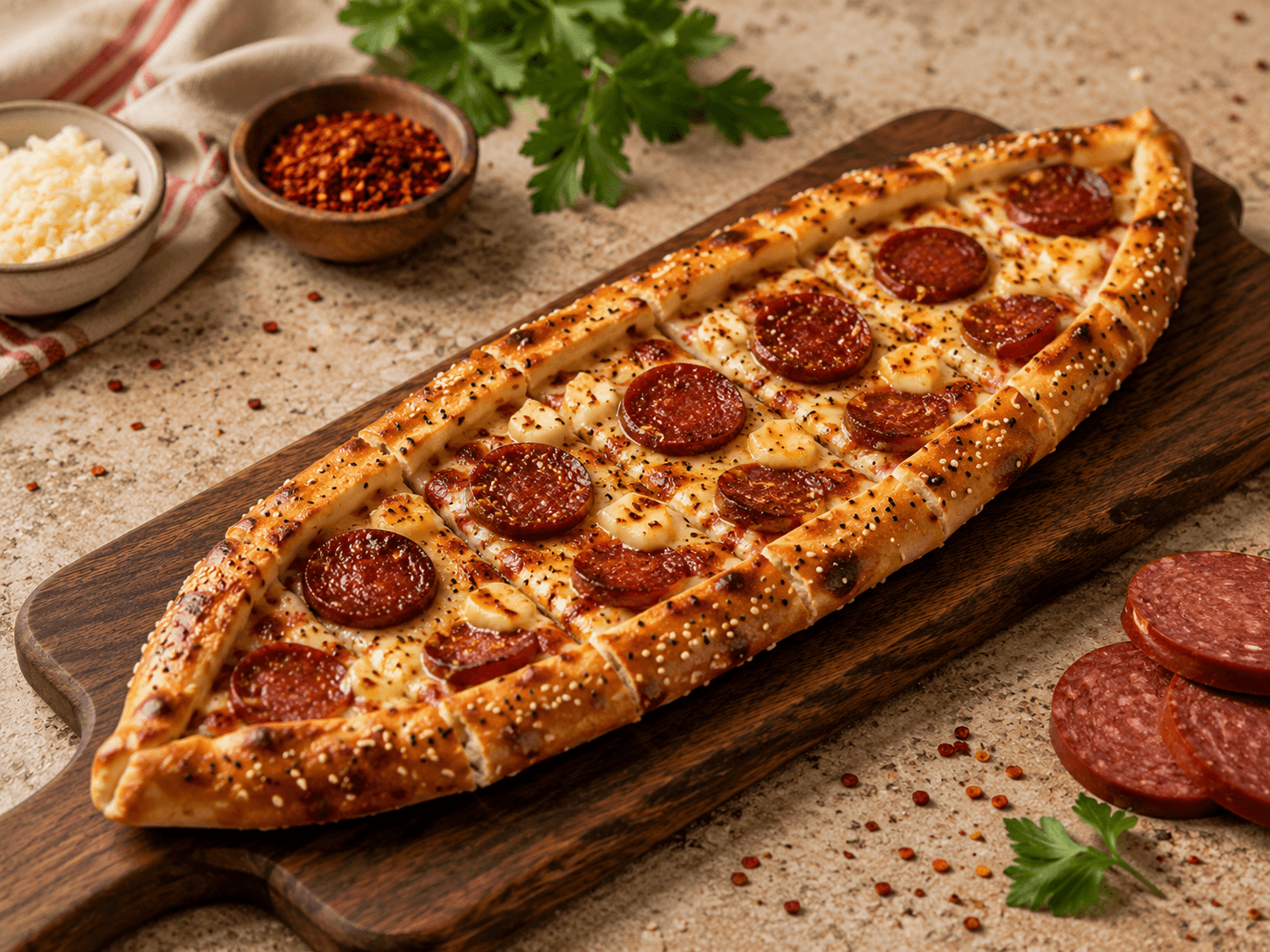 Sucuklu Kaşarlı Pide
